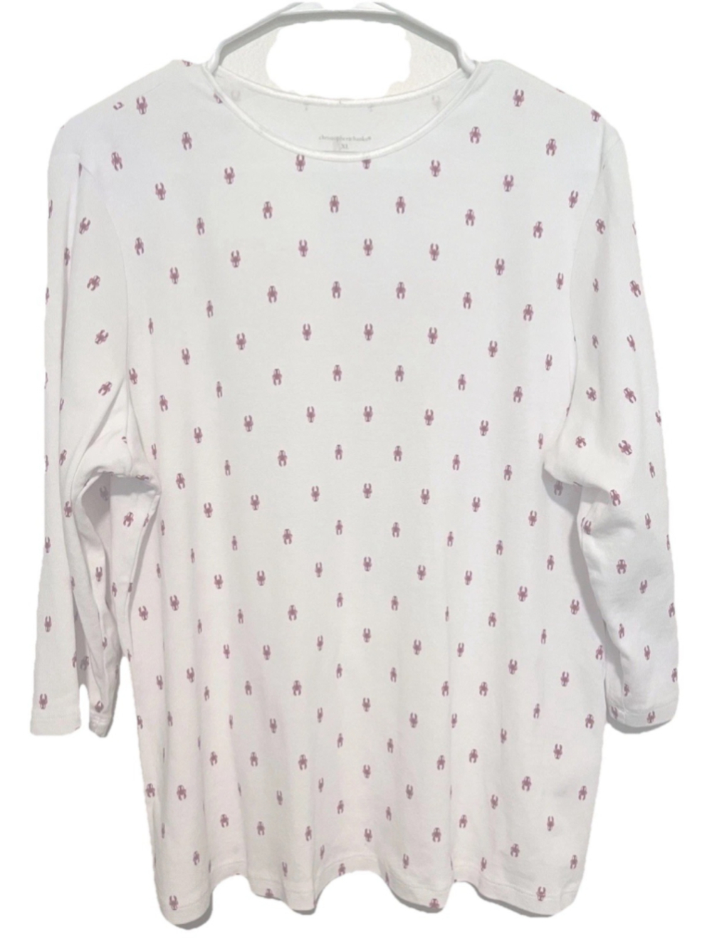 Christopher & Banks Lobster Print Top Women’s XL Coastal Beach 3/4 Sleeve Tee